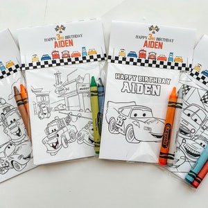 Cars Party Favors, Party Favor Mini Coloring Sheets & Crayons, Lightning McQueen Party Favor, Race Car Party Favor, First Cars Party Favor