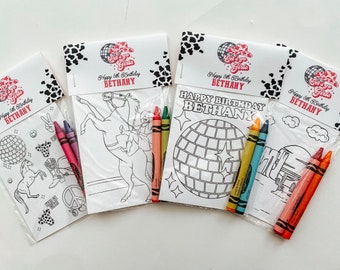 Let’s Go Girls Birthday Party Favors, Party Favor Mini Coloring Sheets & Crayons, Cowgirl Party Favor, Space Disco Cowgirl Party Favor