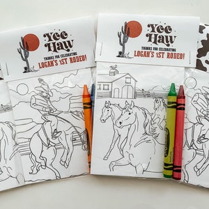 Western Party Favors, Party Favor Mini Coloring Sheets & Crayons, My First Rodeo Party Favor, Cowboy Party Favor, Wild West Party Favor image 6