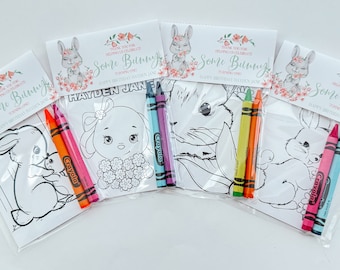 Some Bunny is One Party Favors, Bunny Party Favor Mini Coloring Sheets & Crayons, Some Bunny is One Birthday Party Favor, Custom Party Favor