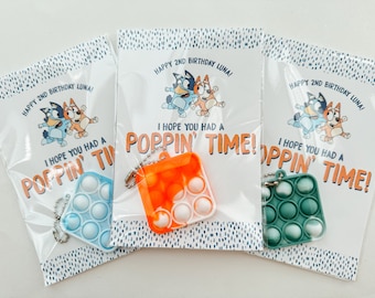 Bluey Party Favor, Puppy Party Pop it, Bluey Puppy Birthday Party Pop-it, Bluey Party Popper, Pop-it Bluey Bday Favor, Custom Party Favor
