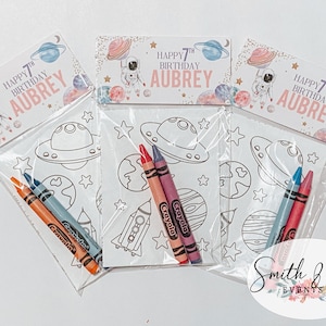 Space Birthday Party Favor Bag, Party Favor with mini coloring pages and crayons, Outer Space Party Favor, Outta This World Party Favor