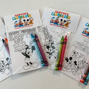 Mickey Mouse Clubhouse Party Favors, Party Favor Mini Coloring Sheets & Crayons, Mouse and Friends Party Favor, Clubhouse Mouse Party Favor