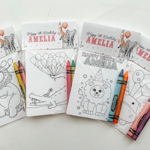 Party Animal Circus Favors, Party Favor Mini Coloring Sheets & Crayons, Wild One Party Favor, Circus Carnival Animal Party Favor