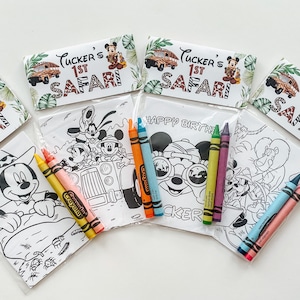 Mickey Safari Party Favor, Safari Mickey Kids Mini Coloring Sheet with crayons party favor, Custom Mickey party favor, kids party favor bild 4