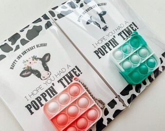 Farm Party Favor, Farm Animal Pop it, Barnyard Birthday Party Pop-it, Farm Animal Party Popper, Farm Animal Birthday Favors, Cow Print Party