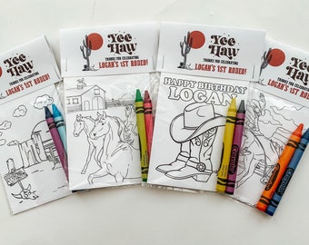 Western Party Favors, Party Favor Mini Coloring Sheets & Crayons, My First Rodeo Party Favor, Cowboy Party Favor, Wild West Party Favor