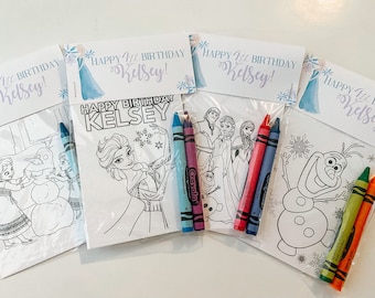 Frozen Party Favors, Ice Princess Party Favor Mini Coloring Sheets & Crayons, Elsa Frozen Party Favor, Frozen Birthday Party Favor