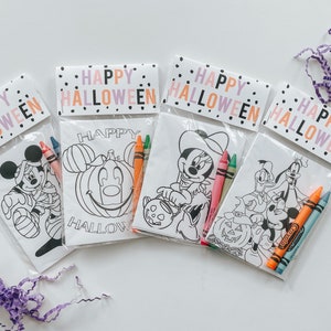 Mickey Halloween Party Favor Mini Coloring Sheet with Crayons, Mouse party Favor, Boo Basket Filler, Boo Basket Party Favor, Halloween Class