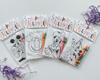 Mickey Halloween Party Favor Mini Coloring Sheet with Crayons, Mouse party Favor, Boo Basket Filler, Boo Basket Party Favor, Halloween Class