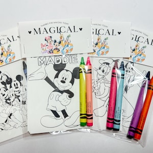 Mickey Mouse Clubhouse Party Favors, Party Favor Mini Coloring Sheets & Crayons, Modern Mickey Mouse and Friends Party Favor goodie bag