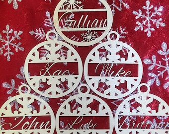 Custom Christmas Ornaments, Personalized Name Wooden Ornaments