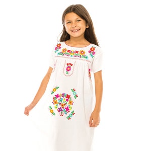 unik Girls Traditional Mexican Embroidered Cotton Dresses