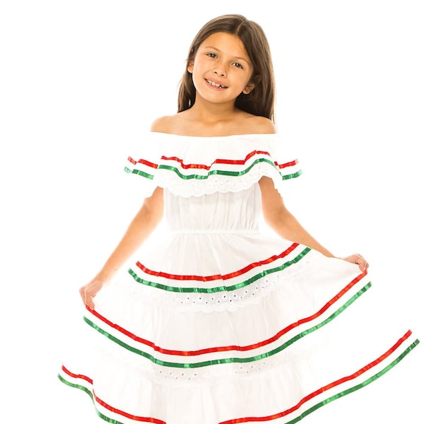 unik Traditional Mexican Dress for Little Girls Size 2-14 Birthday Party Cinco de Mayo Fiesta