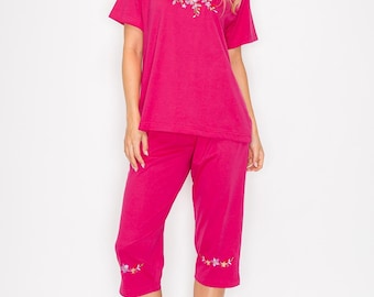 unik Women's Short Sleeve Embroidered Blouse and Matching Capri Set WS16 Pt 4.