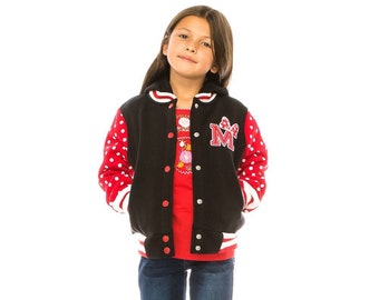 unik Girl Varsity Jacket with Polka Dot Sleeves