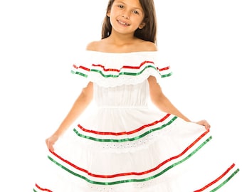 unik Traditionelles mexikanisches Kleid für kleine Mädchen Größe 2-14 Geburtstagsparty Cinco de Mayo Fiesta