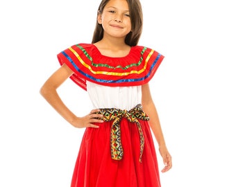 unik Girl's Fancy Traditional Mexican Cinco De Mayo Fiesta Dress Size 4-14