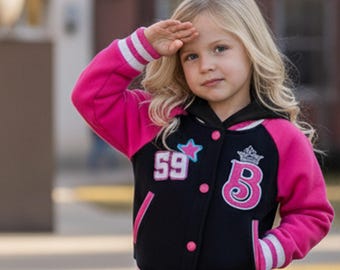 unik Girl Varsity Jacket with B embroidery ( Barbie, Babygirl )