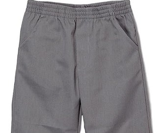 unik Boy's Grey Uniform All Elastic Waist Pull-on Pants BU03