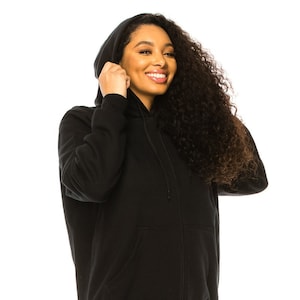 unik Sweat à capuche zippé doublé de satin de qualité supérieure avec poches de voyage cachées Noir