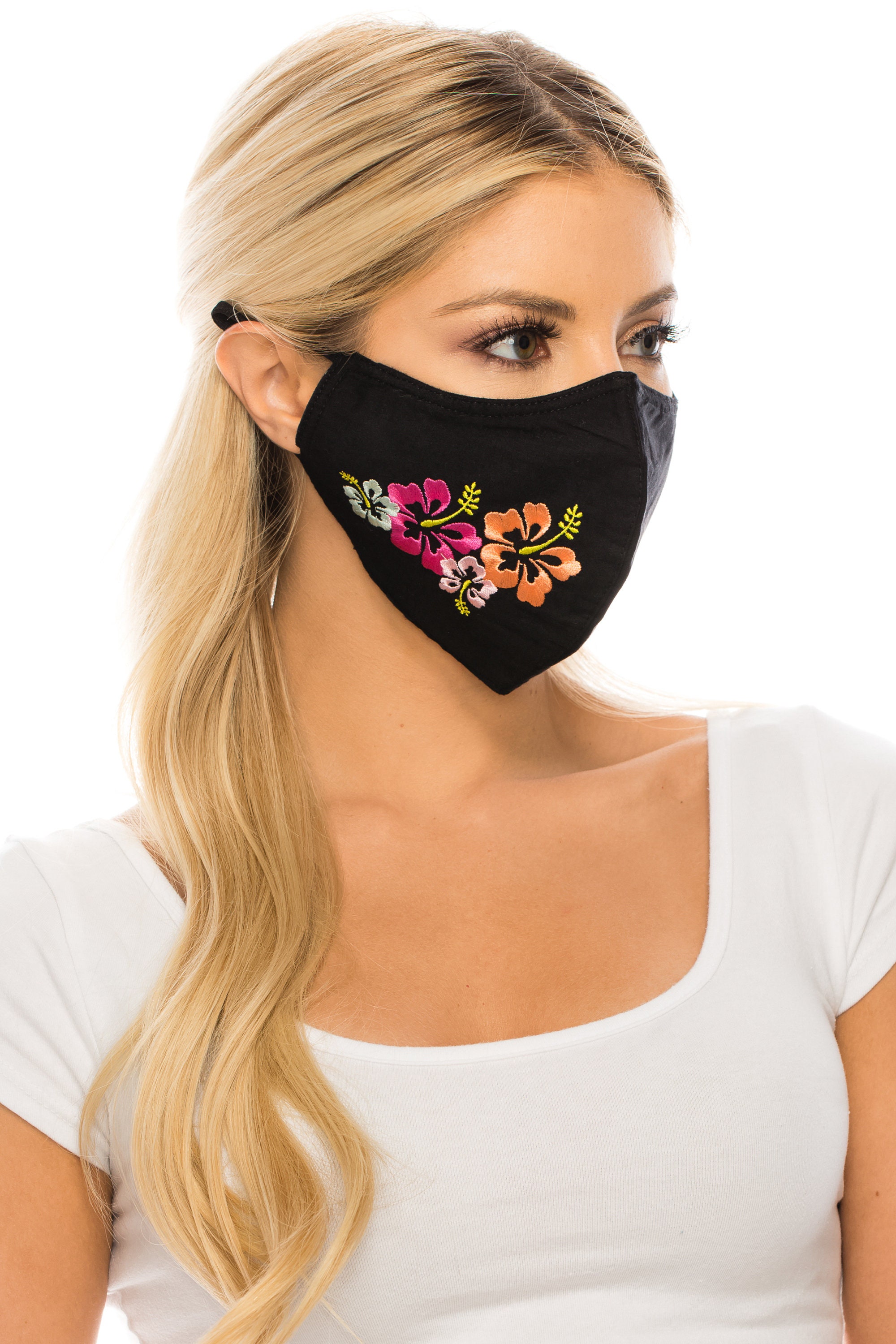 Unik Cloth Face Covering With Hawaiian Hibiscus Flowers