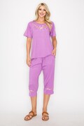 unik Women's Short Sleeve Embroidered Blouse and Matching Capri Set WS16 Pt 3.