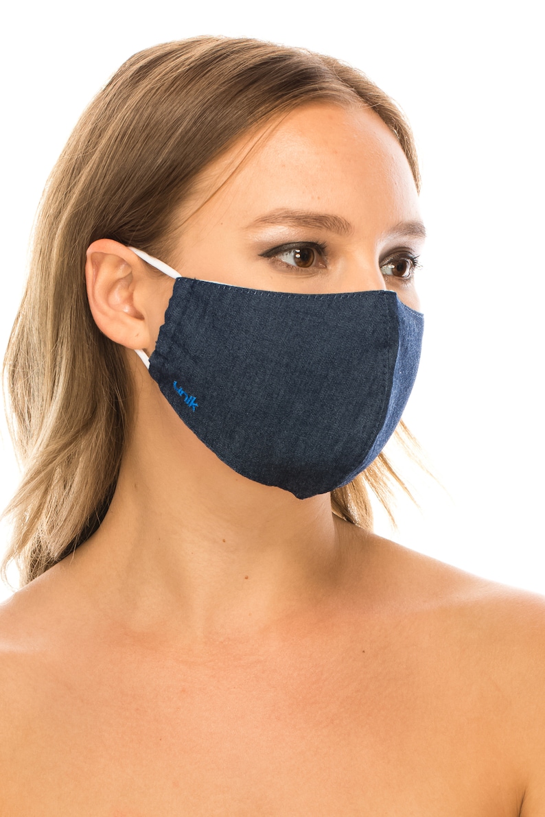 Denim Face Mask, 100% Cotton, 2 Layers, Designer Denim, Washable ...