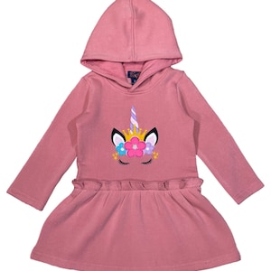 Girl Embroidery Unicorn Winter Dress