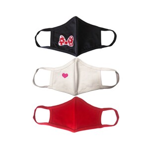 Kids Cloth Face Mask, Pack of 3, Cotton, 2 layers, Washable, Reusable Mask, Children&#39;s Multi Pack RedBow/PinkHeart/Red