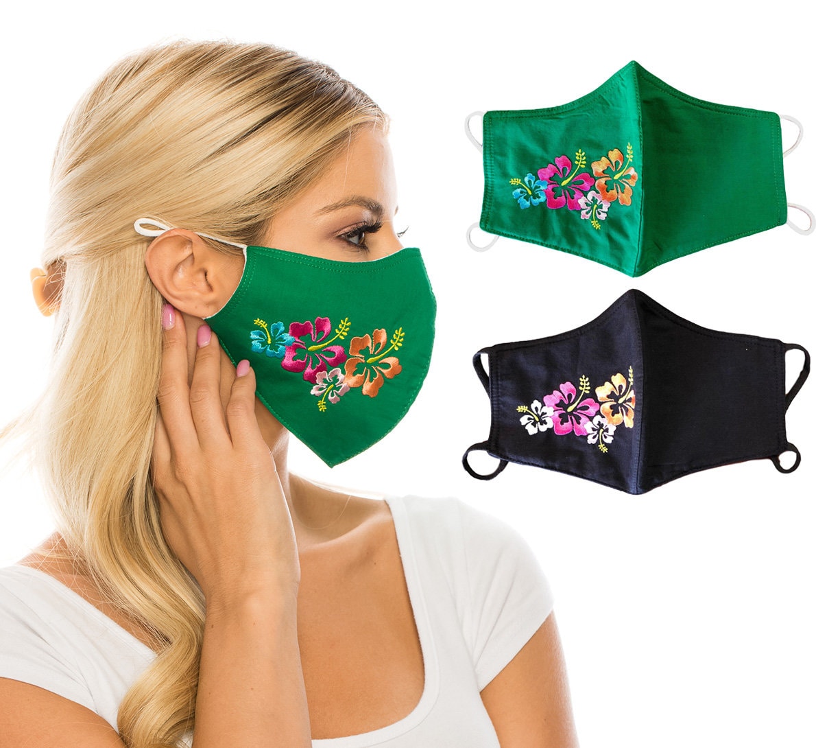 Unik Cloth Face Covering With Hawaiian Hibiscus Flowers