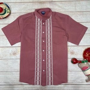 unik Premium Quality Adult Guayabera Diamond Pattern Shirts , Short Sleeves, Button Down, Detailed Embroidery Sizes  S-XL