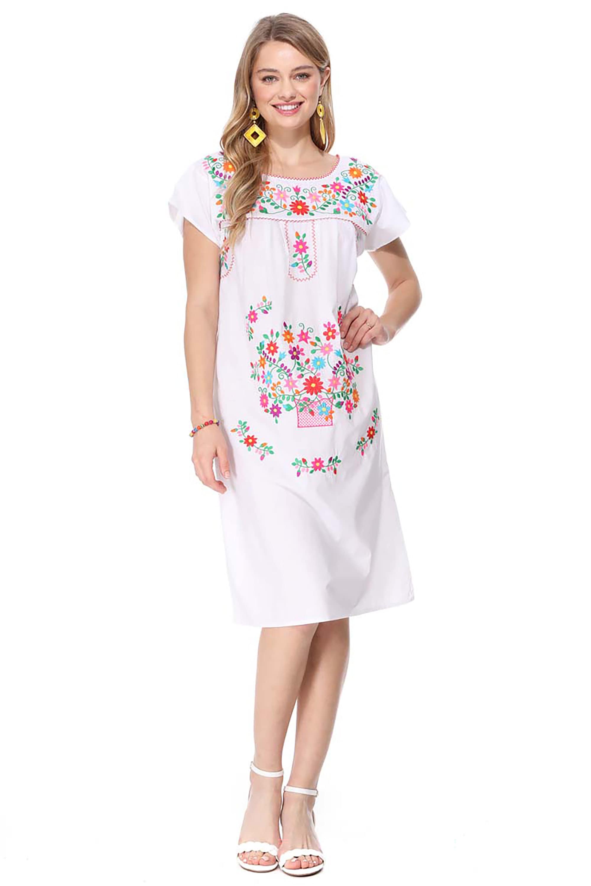 unik Embroidered Traditional Mexican Dress Size S-3X WD2058