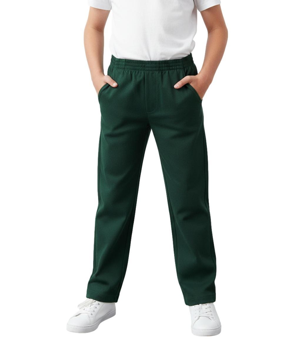 Unik Boy's Hunter Green Uniform All Elastic Waist Pull-on Pants BU03