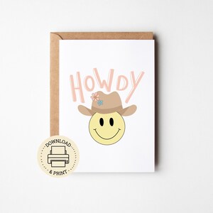 howdy greeting card| printable card| digital download| reusable greeting card| pun card for friends