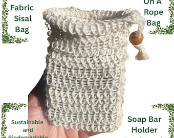 Sac économiseur de savon en sisal | Pochette de savon exfoliant naturel avec cordon de serrage | du savon sur une corde, zéro déchet, respectueux de l'environnement | Essentiel pour la douche