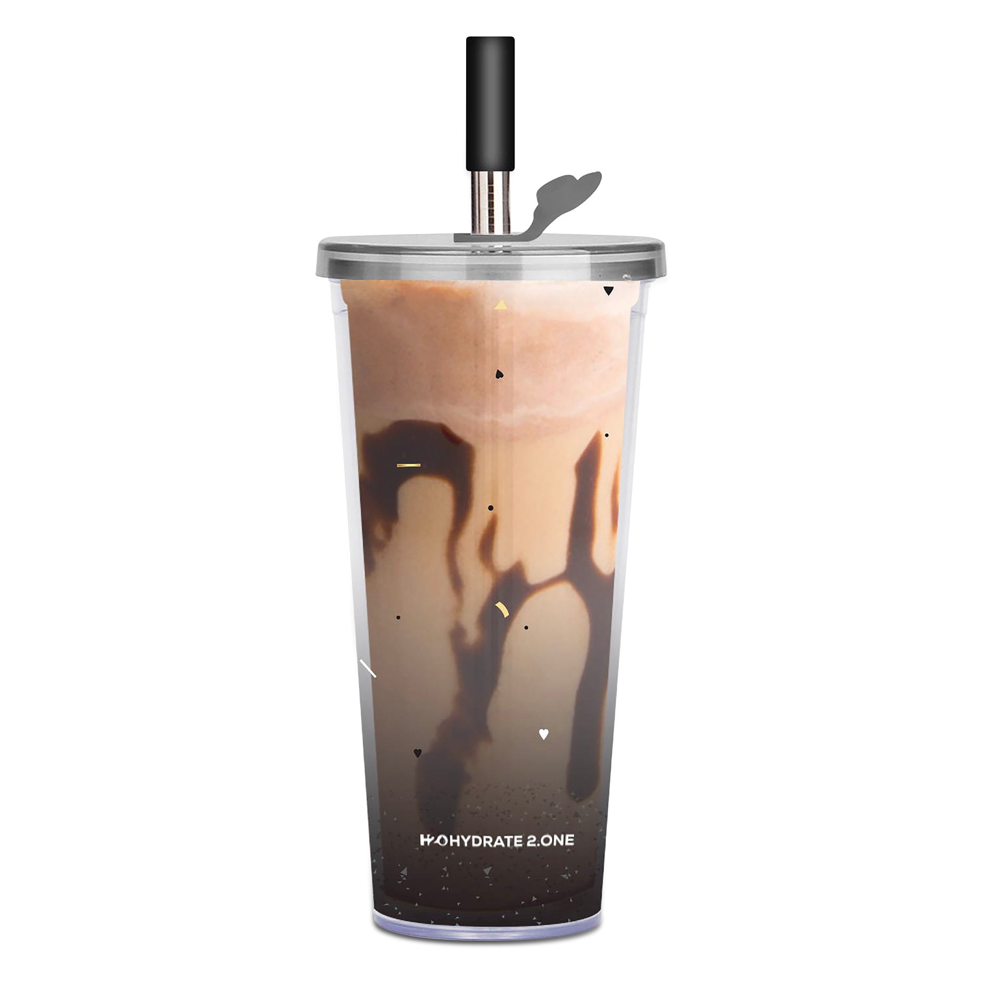 Reusable Iced Coffee Cup With Lid And Straw,Double Wall Clear Tumblers,  Bubble Tea Cup, Smoothie Cup, Leakproof Plastic Coffee Cups