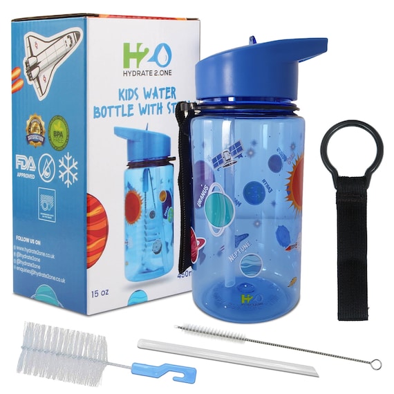 Kids Water Bottle With Straw Kids Travel Cup Space Water Bottle