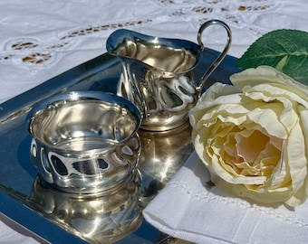 Vintage Silver Plated Creamer & Sugar Bowl Set | Elegant Silver Tableware | Tea Service | Coffee Service | Hostess Gift