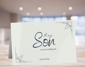 To My Son on Your Wedding Day Card Personalized with Date Greeting Card from Parents on Wedding Day