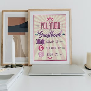 Polaroid Guestbook Sign, Printable, Carnival Circus Theme, Instantly Downloadable Wedding Party