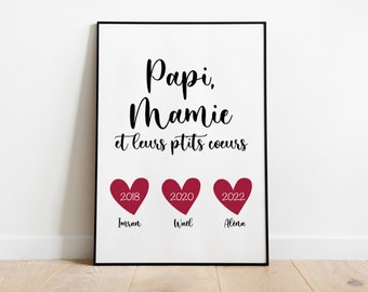 Cadeau mamie et papi , Affiche Fete des mamies personnalisée, idée cadeau grand parent