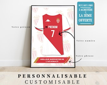AS MONACO ジャージのパーソナライズされたポスター: ファンにとって完璧な壁の装飾です。サッカーファンへのユニークなギフトです。