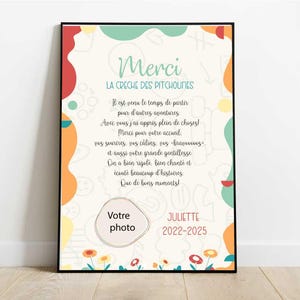 Cadeau Affiche remerciement creche - ecole - atsem - maitresse - nounou