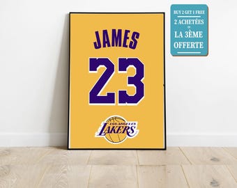 パーソナライズされたバスケットボールポスター ジェームズ 23 LA レイカーズ、カスタマイズ可能なバスケットボールポスター、子供用バスケットボールギフトポスター、バスケットボール装飾