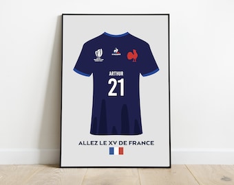 フランスのパーソナライズされたラグビー XV ポスター、カスタマイズ可能なラグビーポスター、ラグビーギフトポスター子供の名前、ラグビーデコレーション