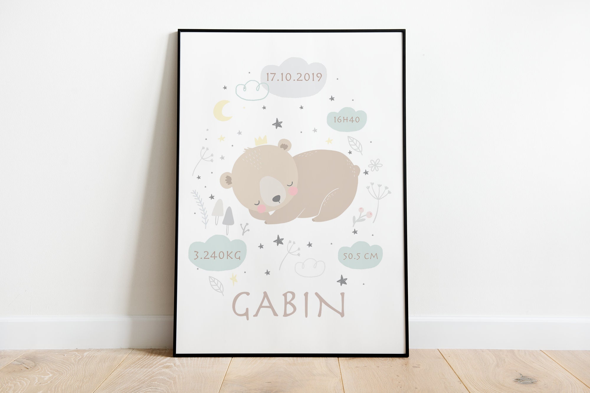 Affiche de Naissance - Ours Qui Dort