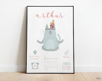 Indian Cat Poster - Birth gift - Child poster - Birth - Child frame - Child poster - Children's room