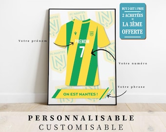 パーソナライズされた FC ナント ポスター、カスタマイズ可能なサッカー ポスター、サッカー ギフト ポスター子供の名前、サッカーの装飾