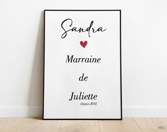 Poster madrina personalizzabile, regalo madrina personalizzabile